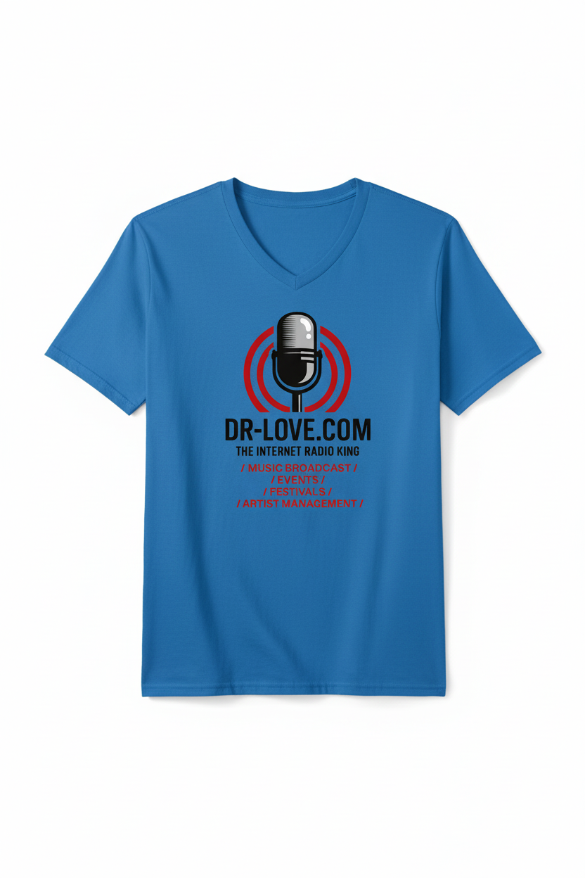 DR-LOVE.COM Blue V-Neck Shirt