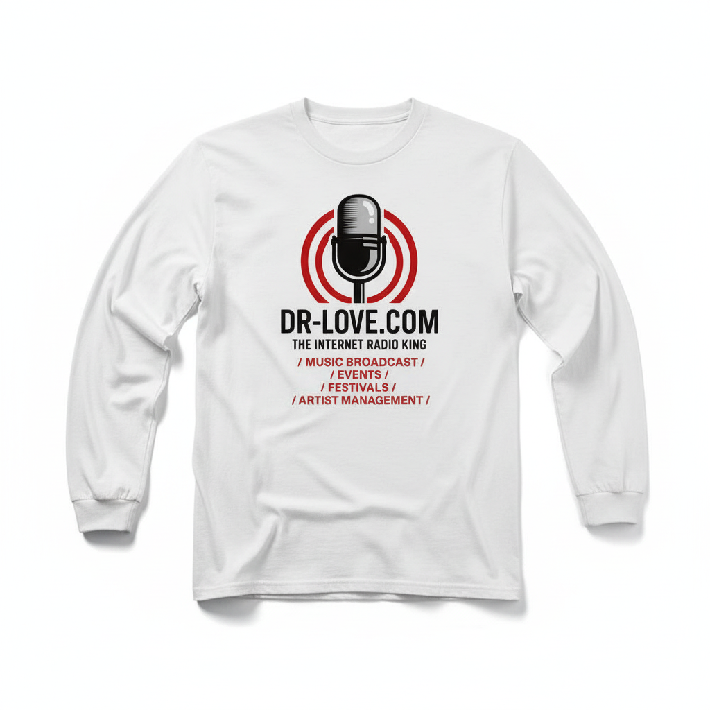 White Long Sleeve Shirt with DR-LOVE.COM Logo